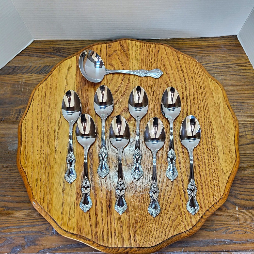 Reed & Barton Select Marlborough Stainless Flatware Set of 8 Soup Spoon + Ladle